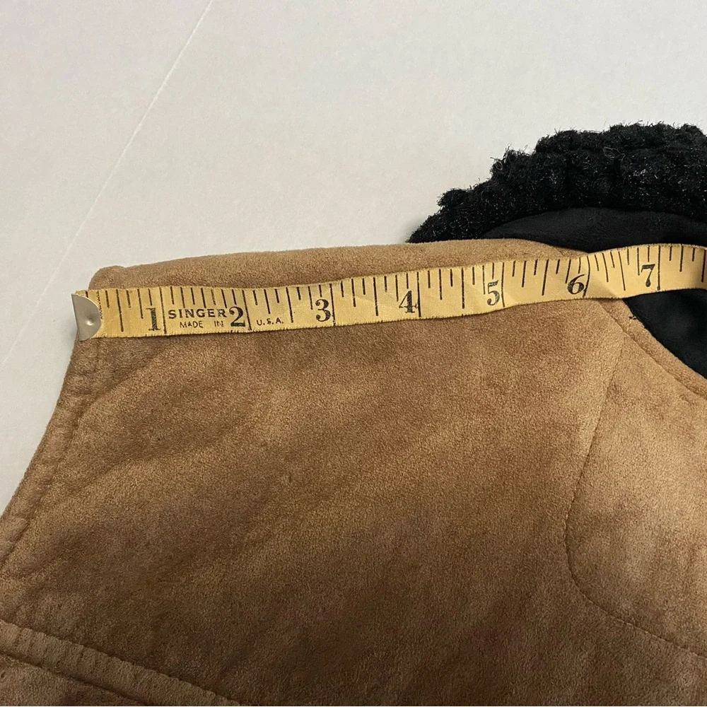Women's County Clothing Co Faux Suede Brown Vest with Black Collar‎ XL